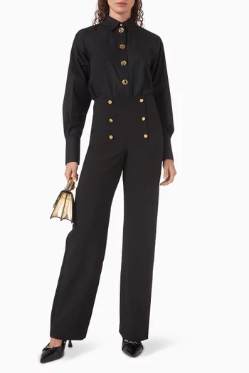 Karl Letters Shirt in Organic Cotton Poplin