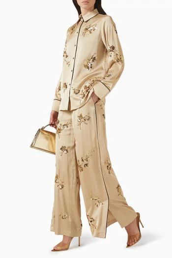 Sequin-embellished Wide-leg Pants