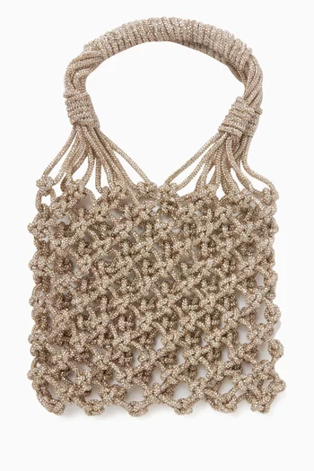 Knotted Crystal Tote Bag in Mesh