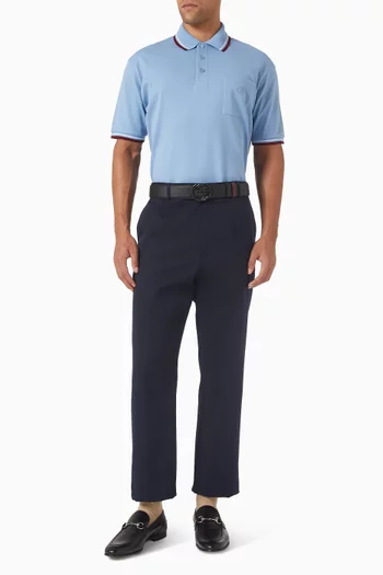 تي شيرت بولو مطرز بشعار الماركة قطن بيكيه مطاطي