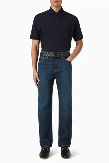 Embroidered Logo Polo T-shirt in Cotton-piqué