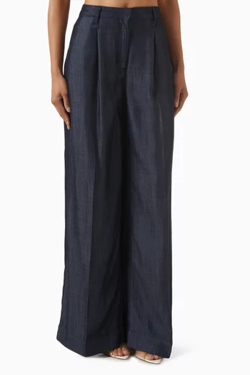 Fluid Wide-leg Pants in Denim