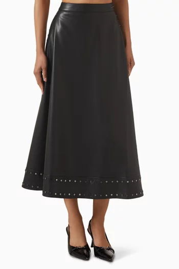 Stud-embellished Skirt in Faux Leather