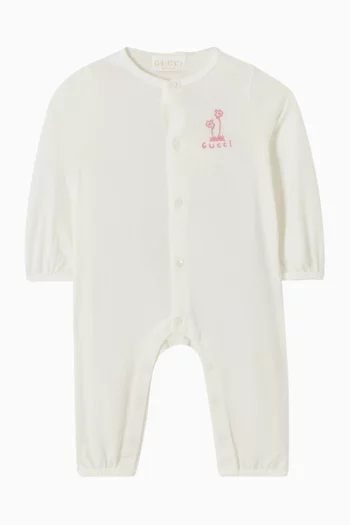 Graphic-print Romper in Cotton