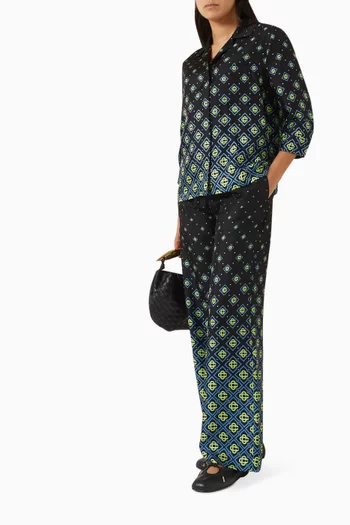 قميص بنقشة شعار الماركة بألوان متدرجة حرير تويل