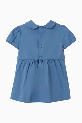 فستان قطن بوبلين مطرز بشعار GG