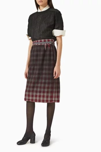 تنورة بنقشة مربعات بلون باهت صوف