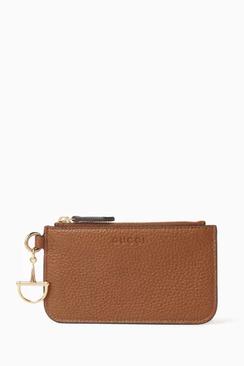 Horsebit Zip Card Case in Leather