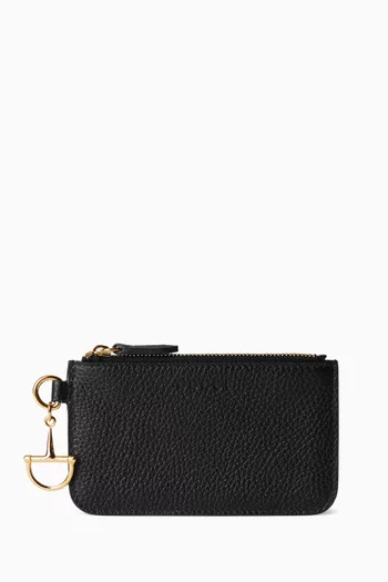 Horsebit Zip Card Case in Leather
