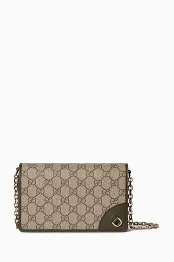GG Emblem Wallet on Chain in Monogram Canvas