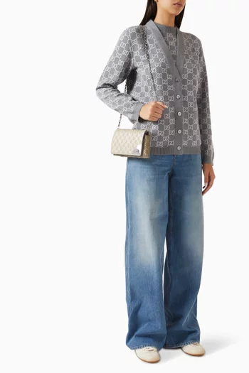 GG Emblem Wallet on Chain in Monogram Canvas