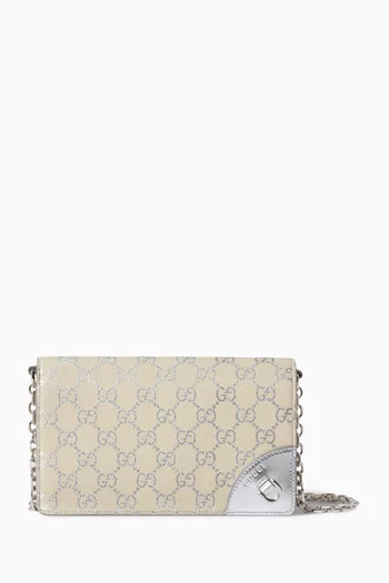 GG Emblem Wallet on Chain in Monogram Canvas