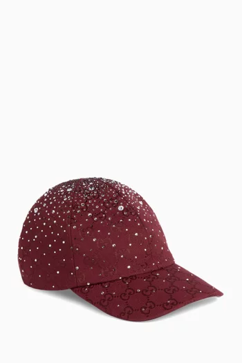 Crystal-embellished Baseball Cap in GG Canvas