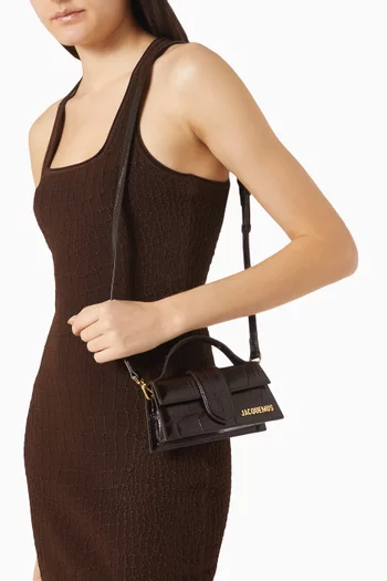 Mini Le Bambino Top Handle Bag in Croc-embossed Leather