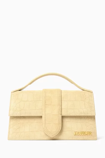 Le Grande Bambino Shoulder Bag in Croc-embossed Suede