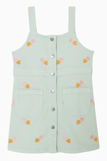 Embroidered Hearts Pinafore Dress