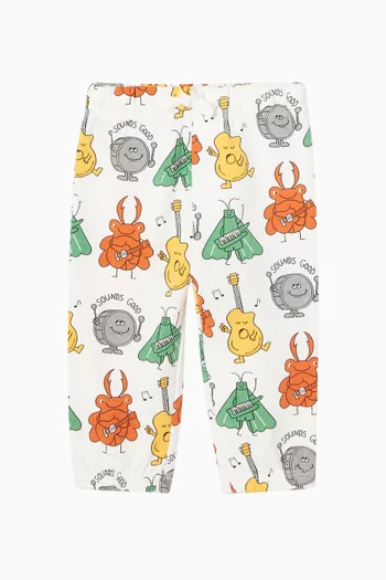 بنطال رياضي قطن بنقشة حشرات تلعب موسيقى