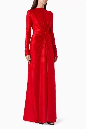 فستان سهرة بعقدة ملفوفة في الأمام مزيج فيسكوز