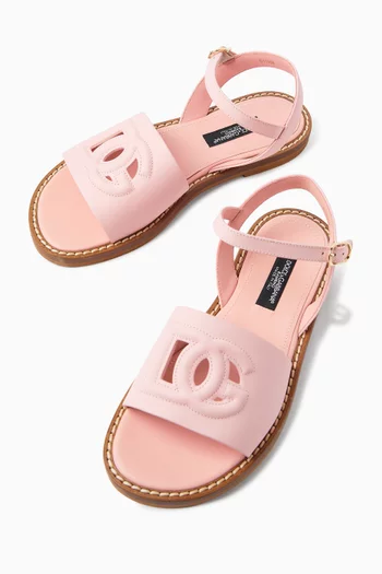 Cut-out Logo Sandals in Calfskin Leather