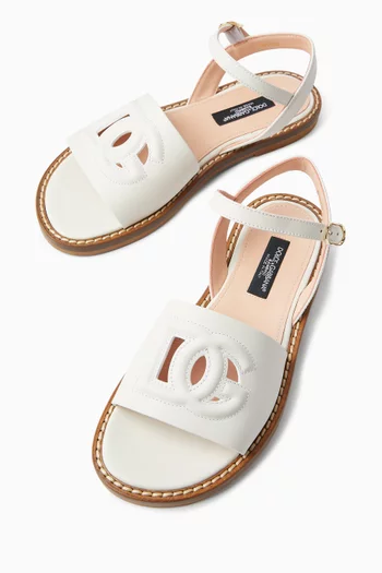 Cut-out Logo Sandals in Calfskin Leather