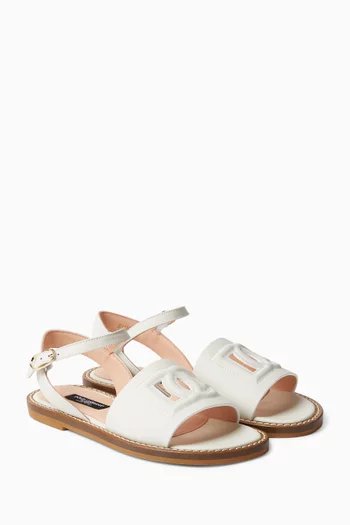 Cut-out Logo Sandals in Calfskin Leather