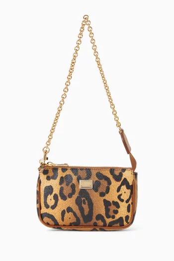 Leopard-print Shoulder Bag in Leather