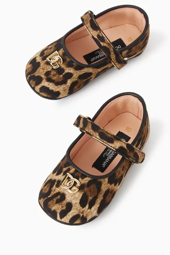 Leopard-print Ballet Flats in Leather