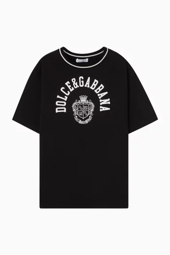 تي شيرت بطبعة شعار الماركة قطن