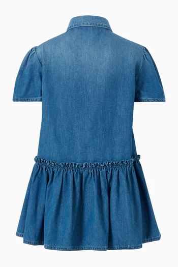 Logo Embroidered Dress in Chambray