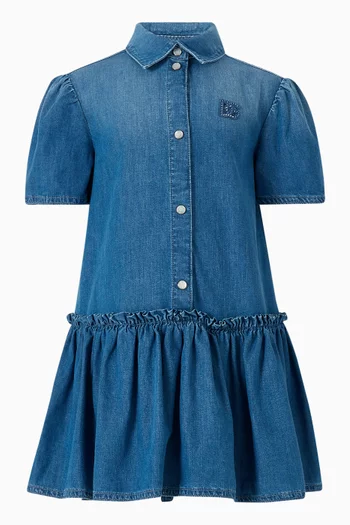 Logo Embroidered Dress in Chambray