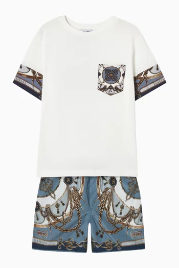 شورت سباحة بطبعة شعار الماركة نايلون