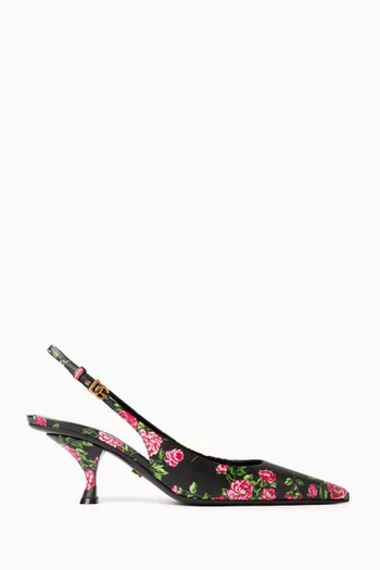 Lollo 60 Slingback Pumps in Printed Polished Leather