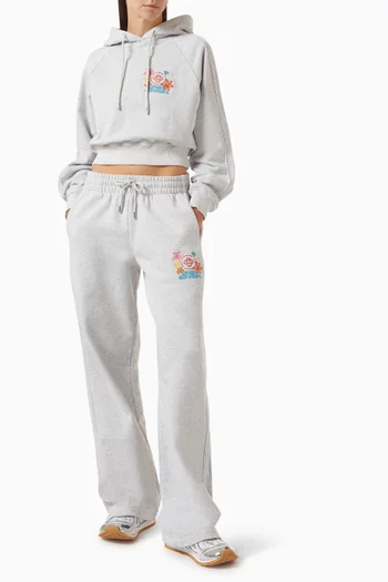Embroidered Cropped Sweatpants in Cotton