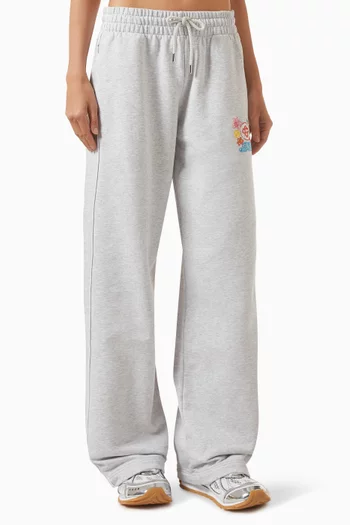 Embroidered Cropped Sweatpants in Cotton