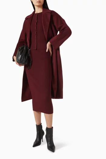 كارديغان بفتحة رقبة مستديرة من نسيج مضلع