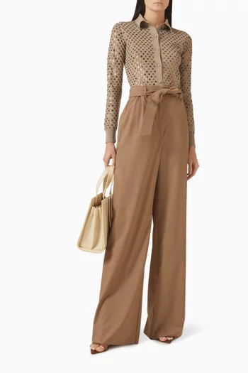 Belted Wide-leg Pants in Virgin Wool