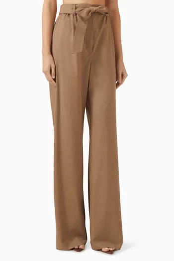 Belted Wide-leg Pants in Virgin Wool