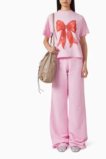 تي شيرت بقصة متوسطة الطول وطبعة عقدة قطن وجيرسيه