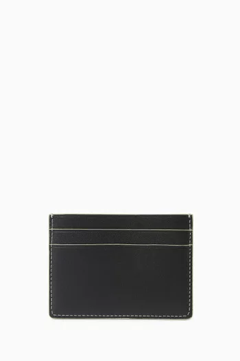 حافظة بطاقات بشعار الماركة جلد