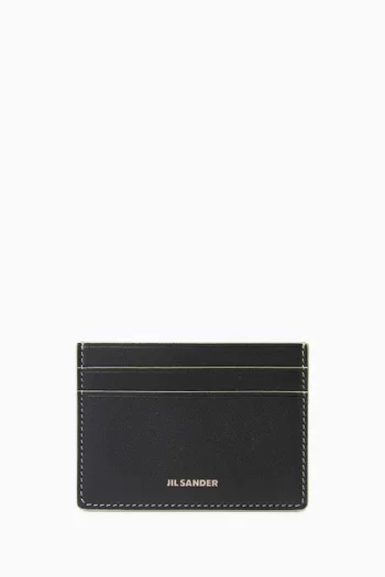 حافظة بطاقات بشعار الماركة جلد