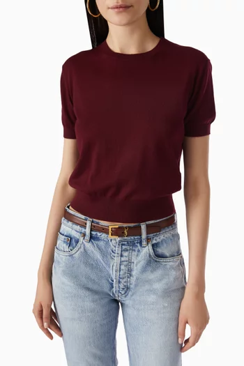 حزام رفيع بشعار كاساندر جلد بلون عتيق