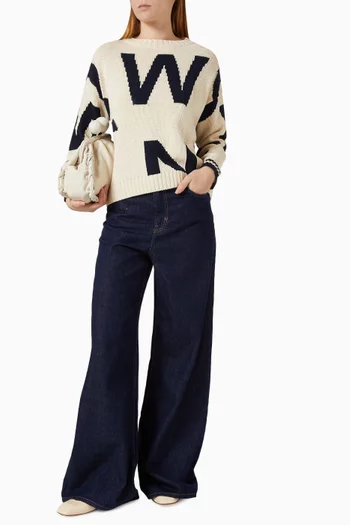 Crewneck Knit Sweater in Cotton Blend