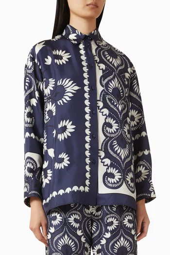 قميص بنقشة حرير وتويل