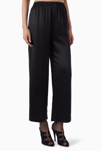 Mid-rise Pants in Silk-satin