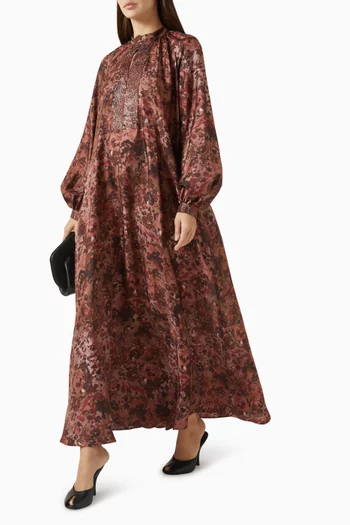 Flared Printed Dress in Silk