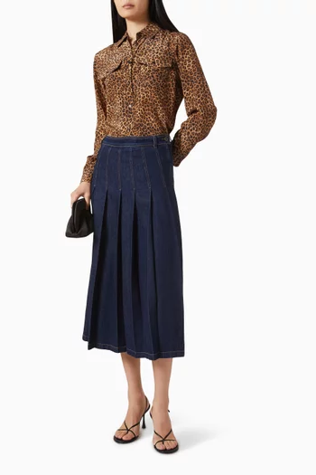 قميص بنقشة جلد حيوانات كريب صيني