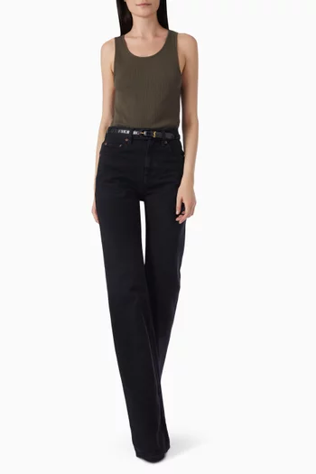 بلوزة بلا أكمام مطرزة بشعار كاساندر قطن وجيرسيه