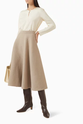 Slit-neck Blouse in Silk Crepe de Chine