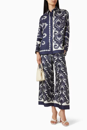 بنطال اوتيكو مزين بنقشة حرير تويل