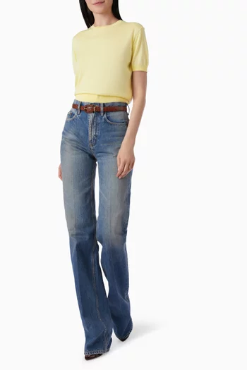 تي شيرت بفتحة رقبة مستديرة مزيج كشمير